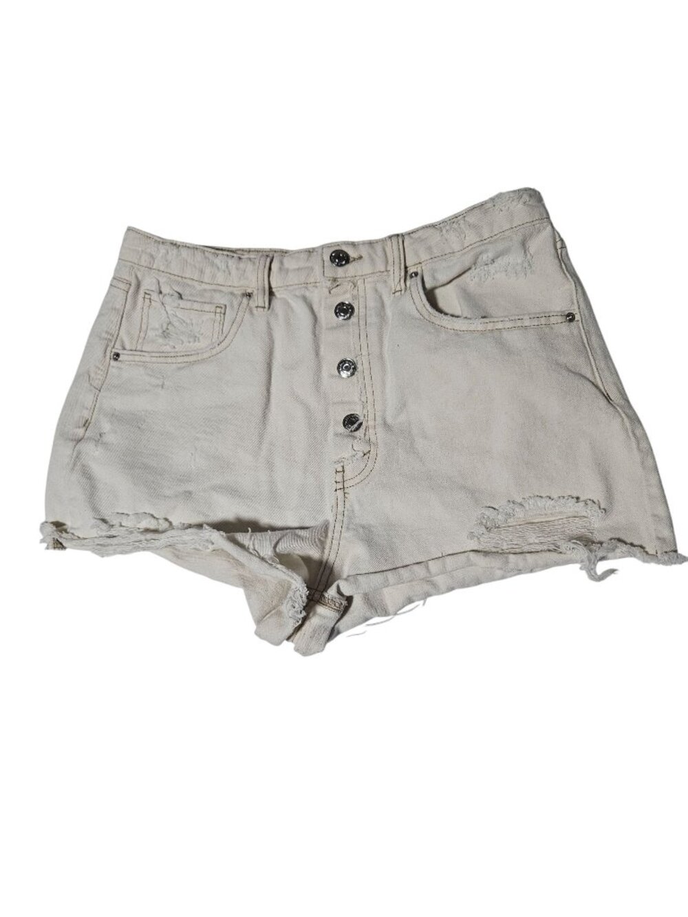 Wild Fable Jean Shorts Womens Size 10 Button Fly High Rise White Denim Cutoffs
